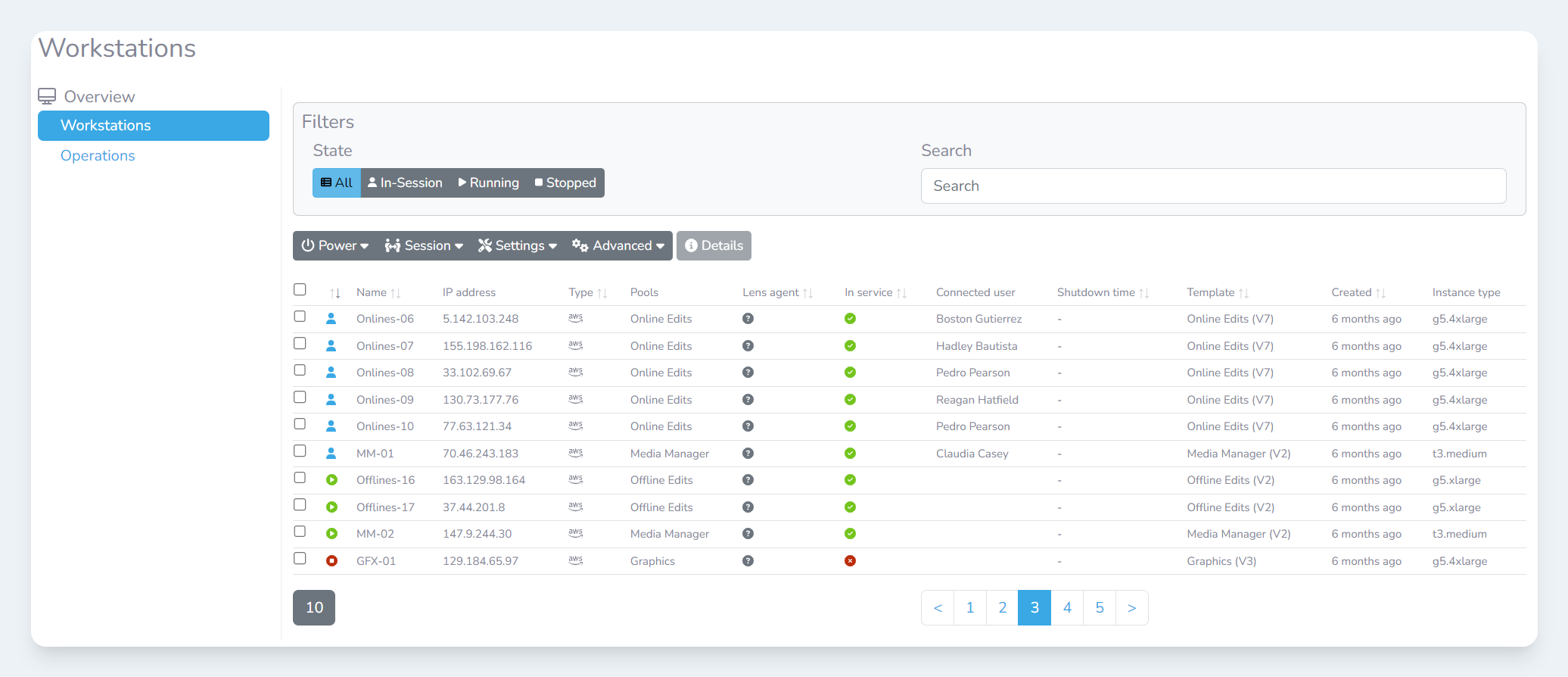 Controlling individual workstations